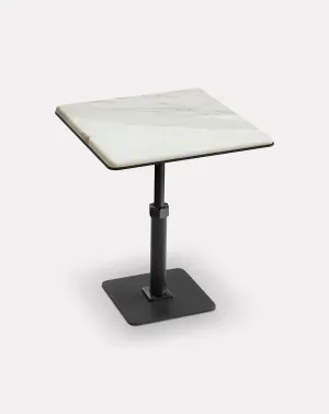 Pedestal Bianco and Steel Square Side Table
