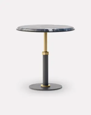 Pedestal Grigio and Brass Round Side Table