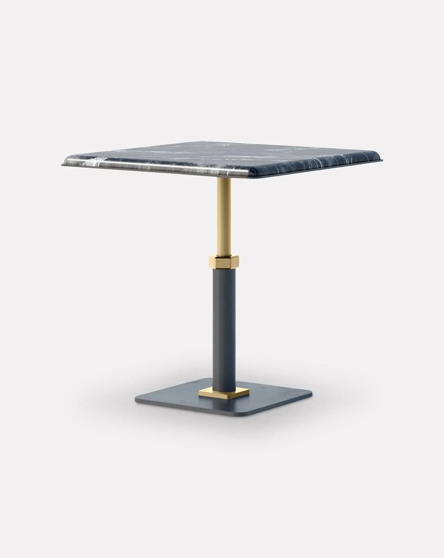 Pedestal Grigio and Brass Square Side Table