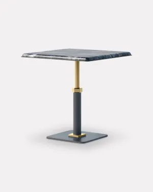 Pedestal Grigio and Brass Square Side Table