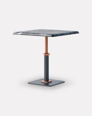 Pedestal Grigio and Copper Square Side Table