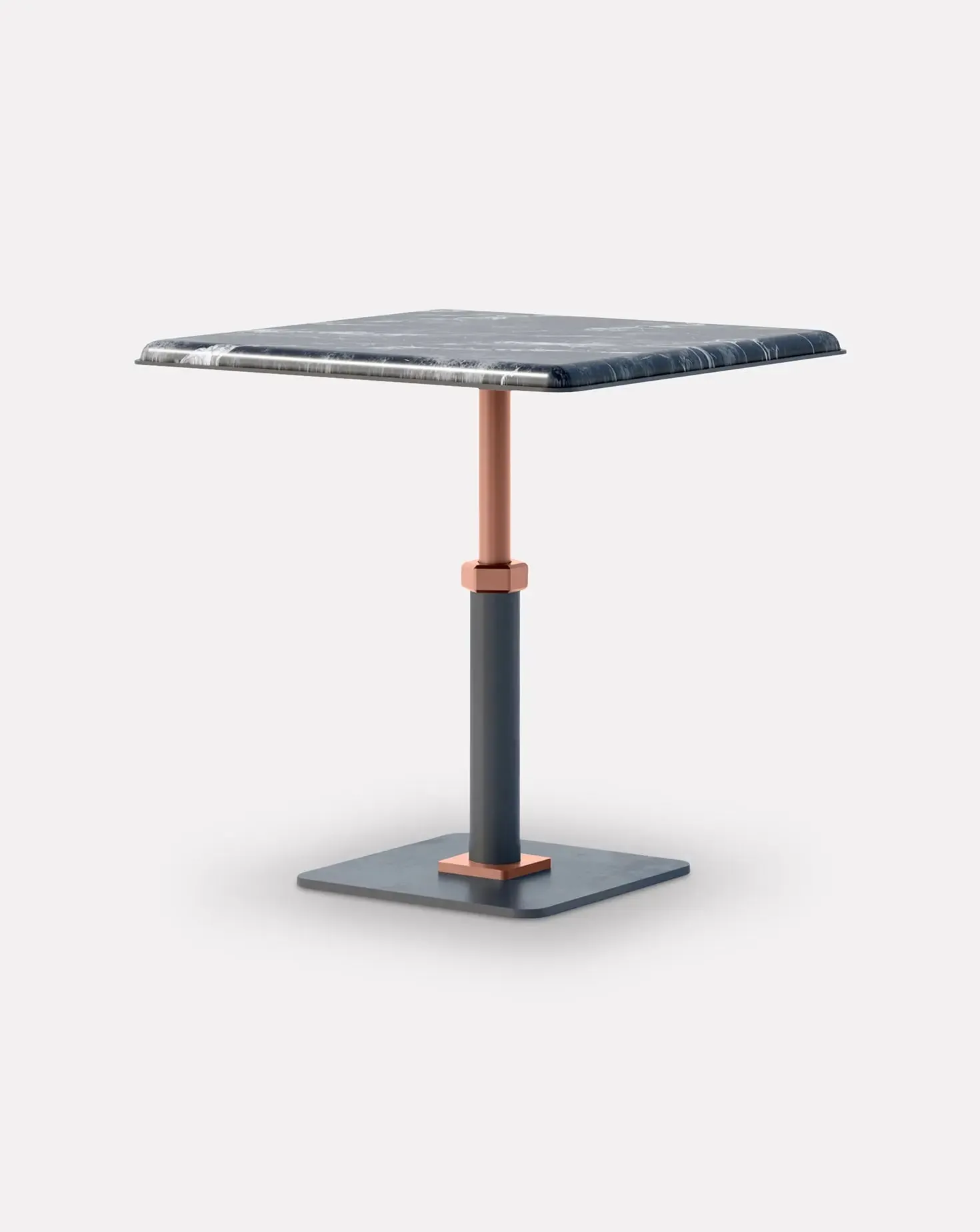Pedestal Grigio and Copper Square Side Table