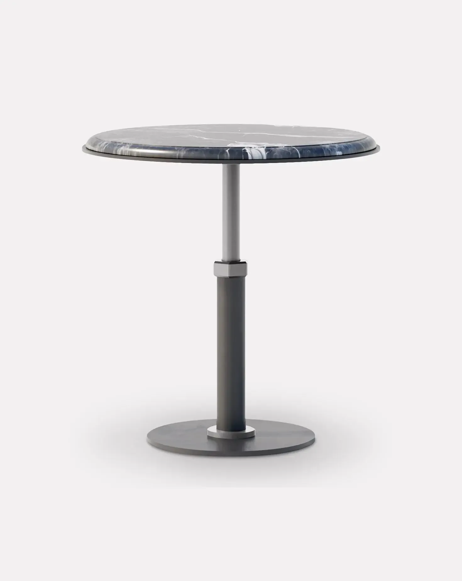 Pedestal Grigio and Nickel Hexagon Side Table