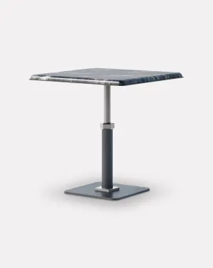 Pedestal Grigio and Nickel Round Side Table