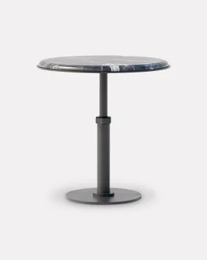 Pedestal Grigio and Steel Hexagon Side Table