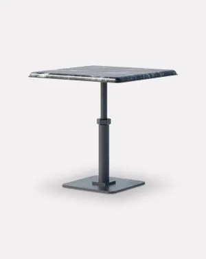Pedestal Grigio and Steel Square Side Table