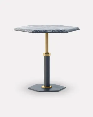 Pedestal Wave and Brass Hexagon Side Table