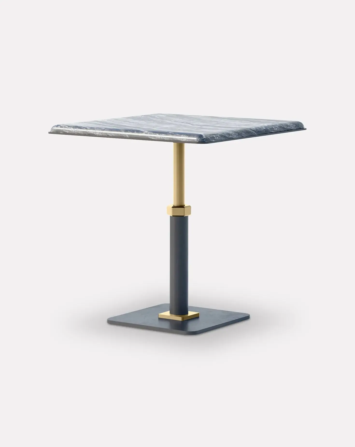 Pedestal Wave and Brass Square Side Table