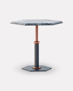 Pedestal Wave and Copper Hexagon Side Table
