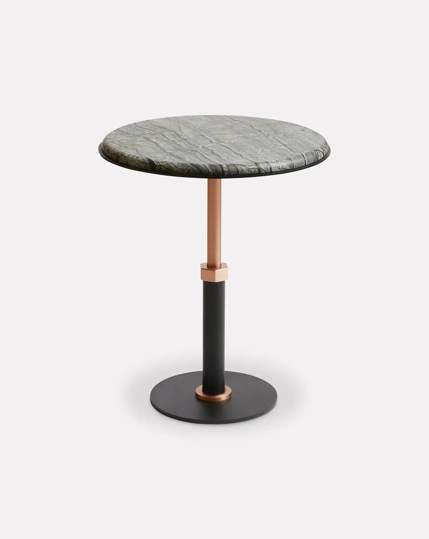 Pedestal Wave and Copper Round Side Table