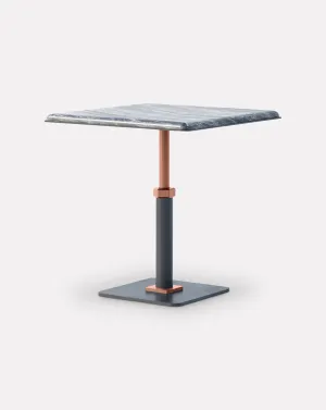 Pedestal Wave and Copper Square Side Table