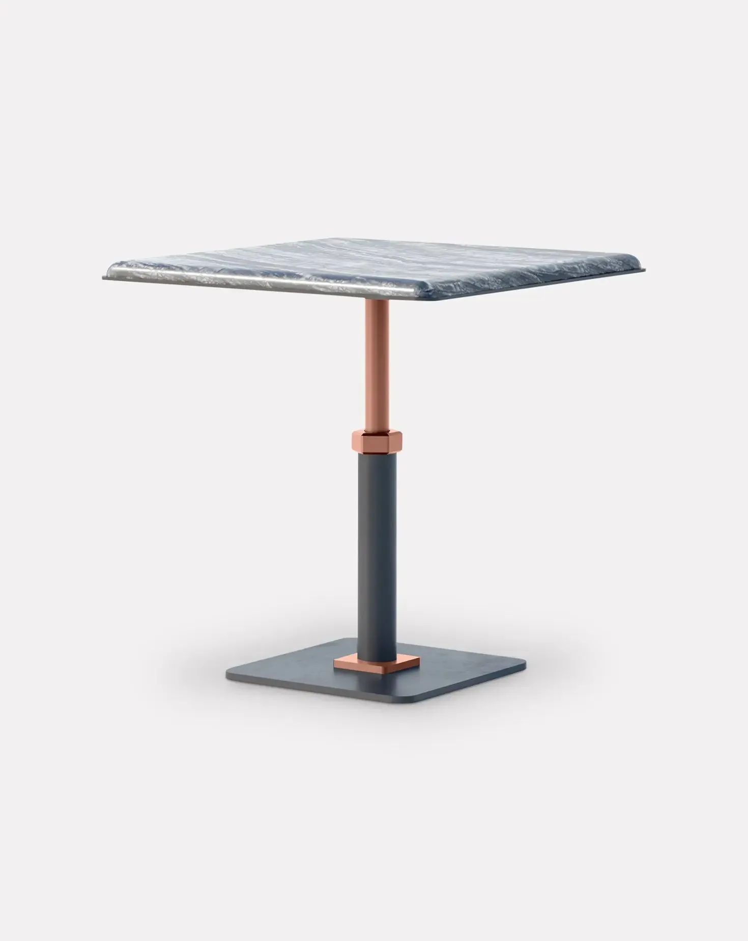 Pedestal Wave and Copper Square Side Table