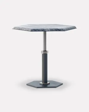 Pedestal Wave and Nickel Hexagon Side Table