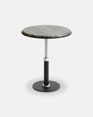 Pedestal Wave and Nickel Round Side Table