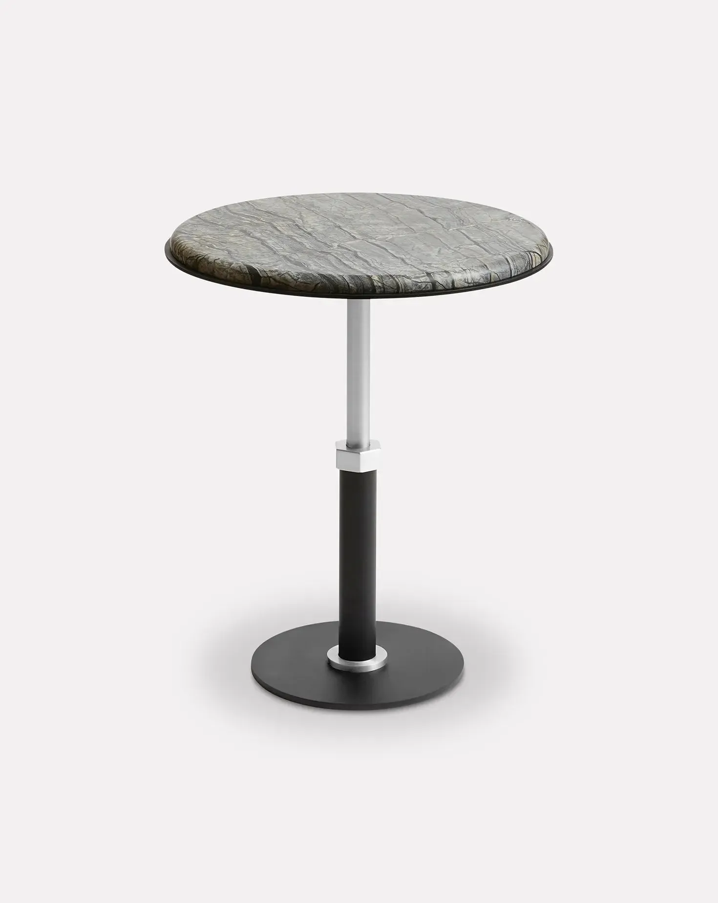 Pedestal Wave and Nickel Round Side Table