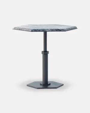 Pedestal Wave and Steel Hexagon Side Table