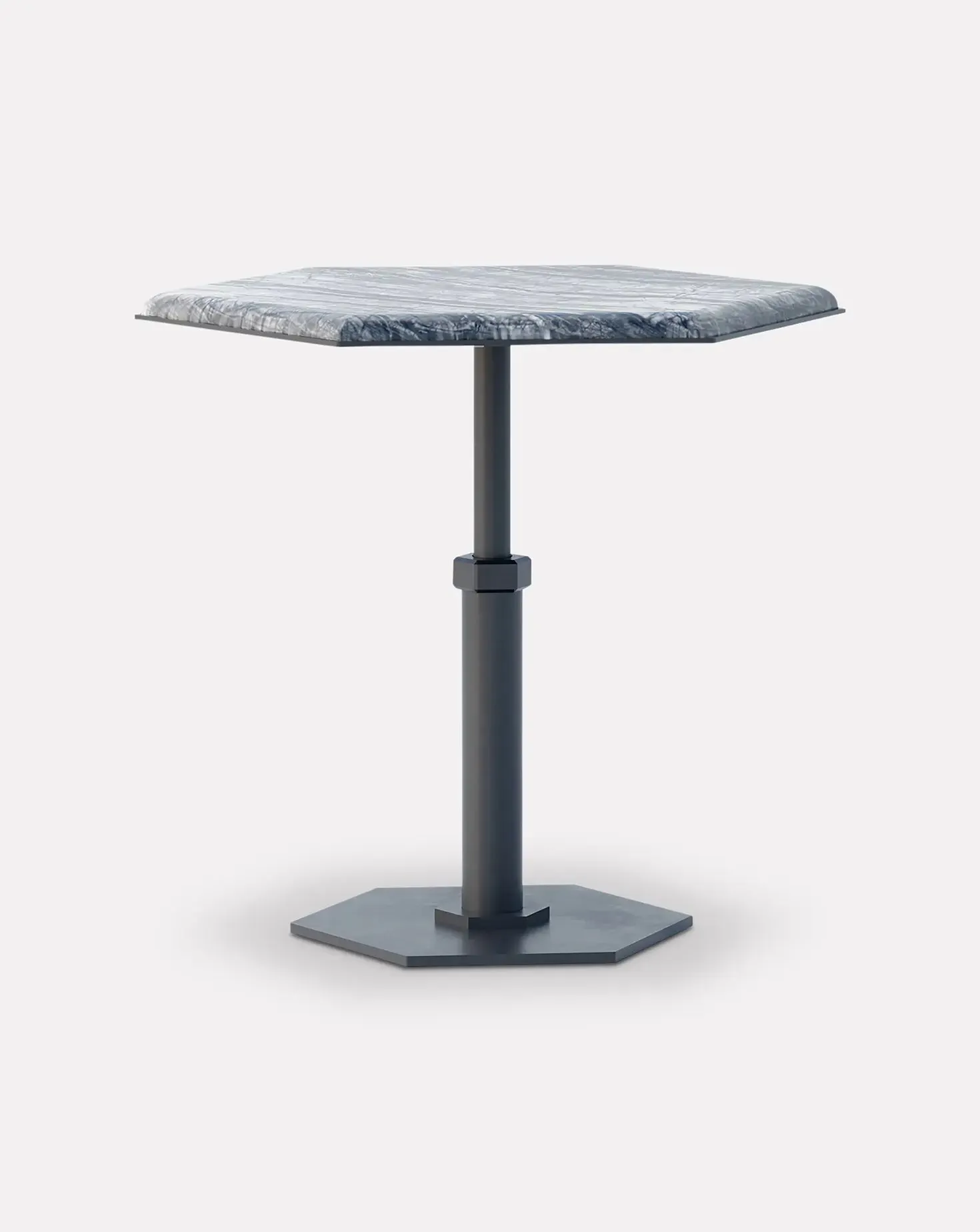 Pedestal Wave and Steel Hexagon Side Table