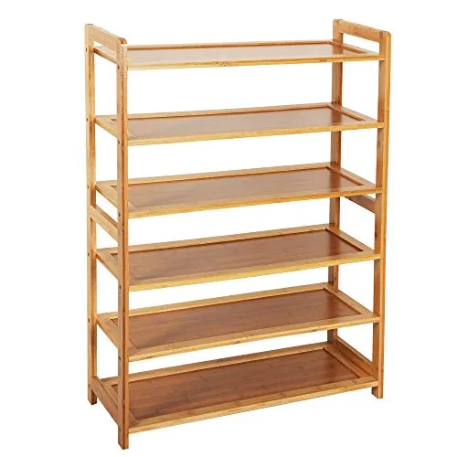 Prountet New Home 6 Tier Wood Shoes Cabinet Bamboo Dust-Proof Racks Shelves Organisers US