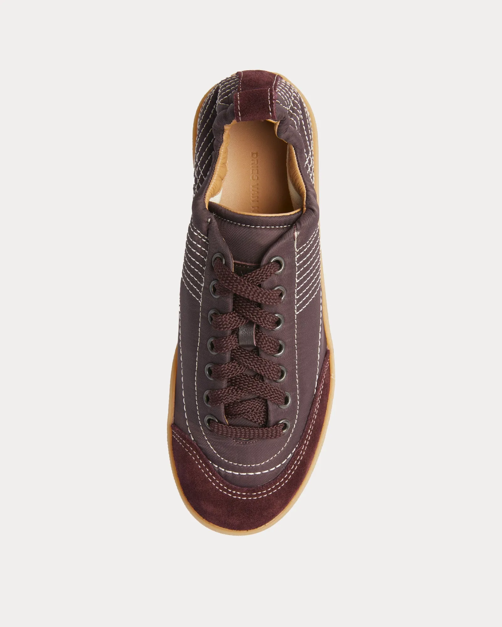 Quilted Brown Low Top Sneakers