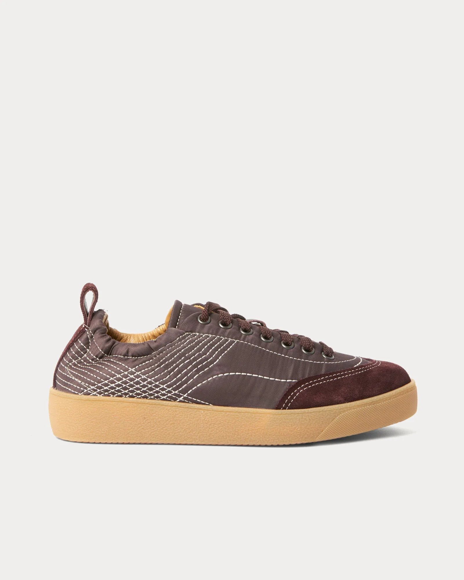 Quilted Brown Low Top Sneakers