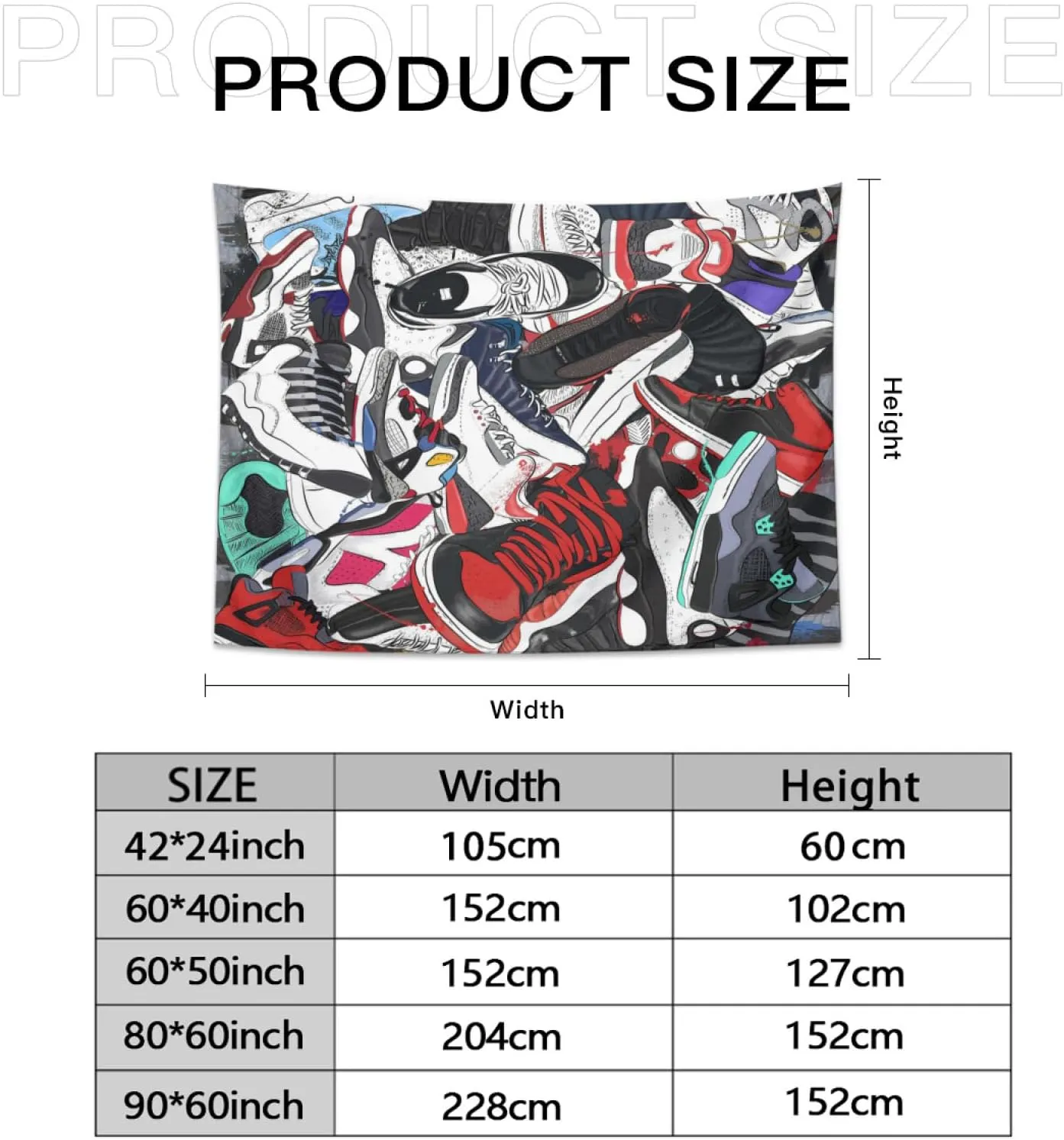 Retro Basketball Tapestry Wall Hanging Party Decorations Sport Shoes Poster, 80 x60 inches