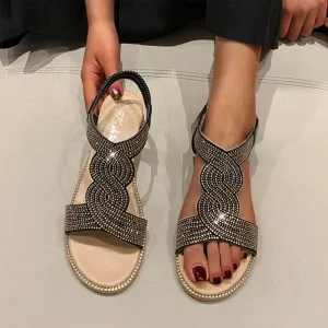 Rhinestone Wedge Sandals low heel wedding shoes black retro bling diamonds mother of the bride shoes