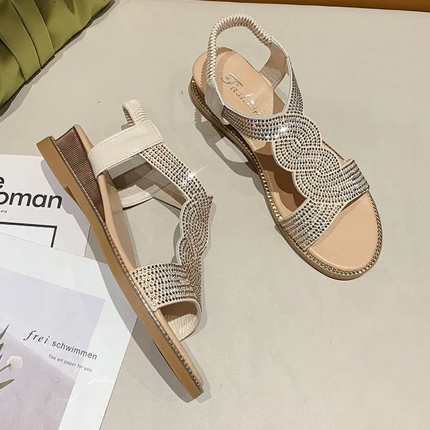 Rhinestone Wedge Sandals low heel wedding shoes black retro bling diamonds mother of the bride shoes