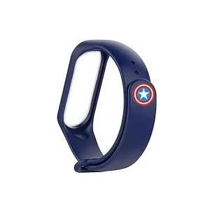 Silicone Wristband for Mi Band 4/ Mi Band 3 (Midnight Blue-Captain America Edition)