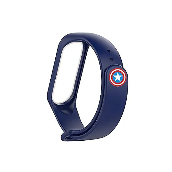 Silicone Wristband for Mi Band 4/ Mi Band 3 (Midnight Blue-Captain America Edition)