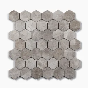 Silver Grey Gabriele Hexagon Honed Marble Mosaic 305 x 298 x 8mm