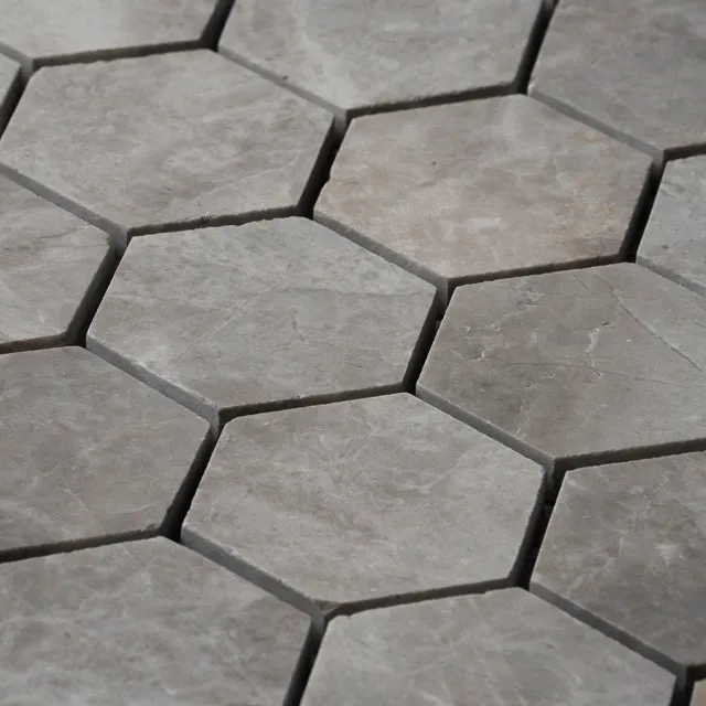 Silver Grey Gabriele Hexagon Honed Marble Mosaic 305 x 298 x 8mm