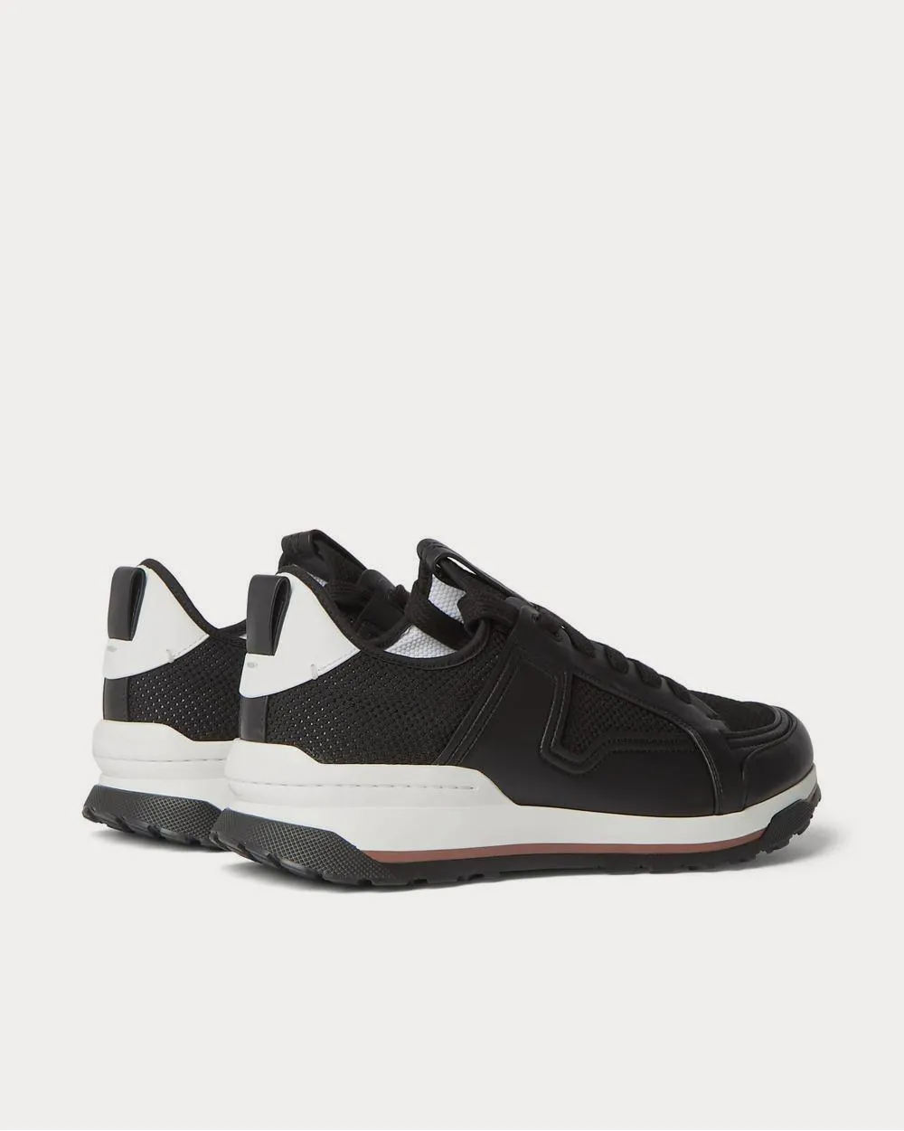 Siracusa Leather and Mesh  Black low top sneakers