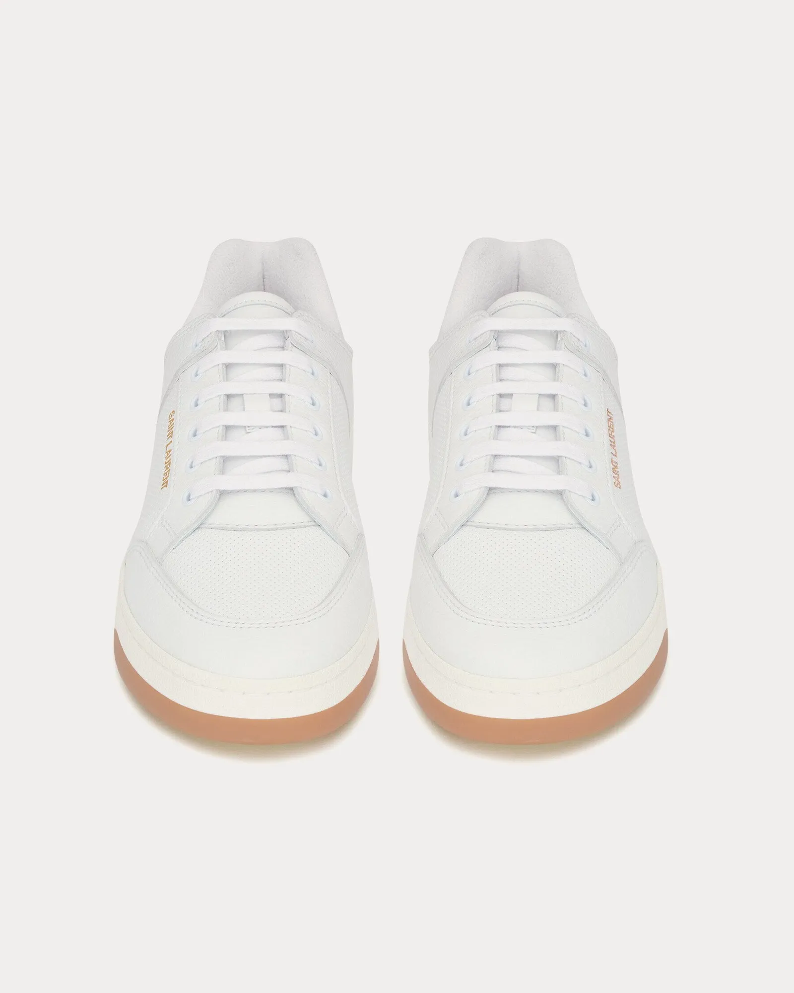 SL/61 Perforated Leather White Low Top Sneakers