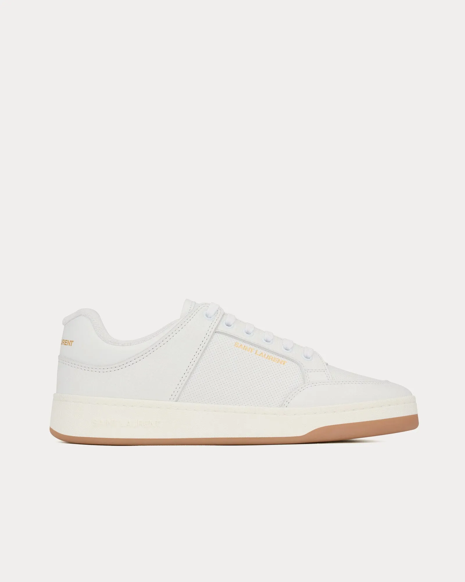SL/61 Perforated Leather White Low Top Sneakers
