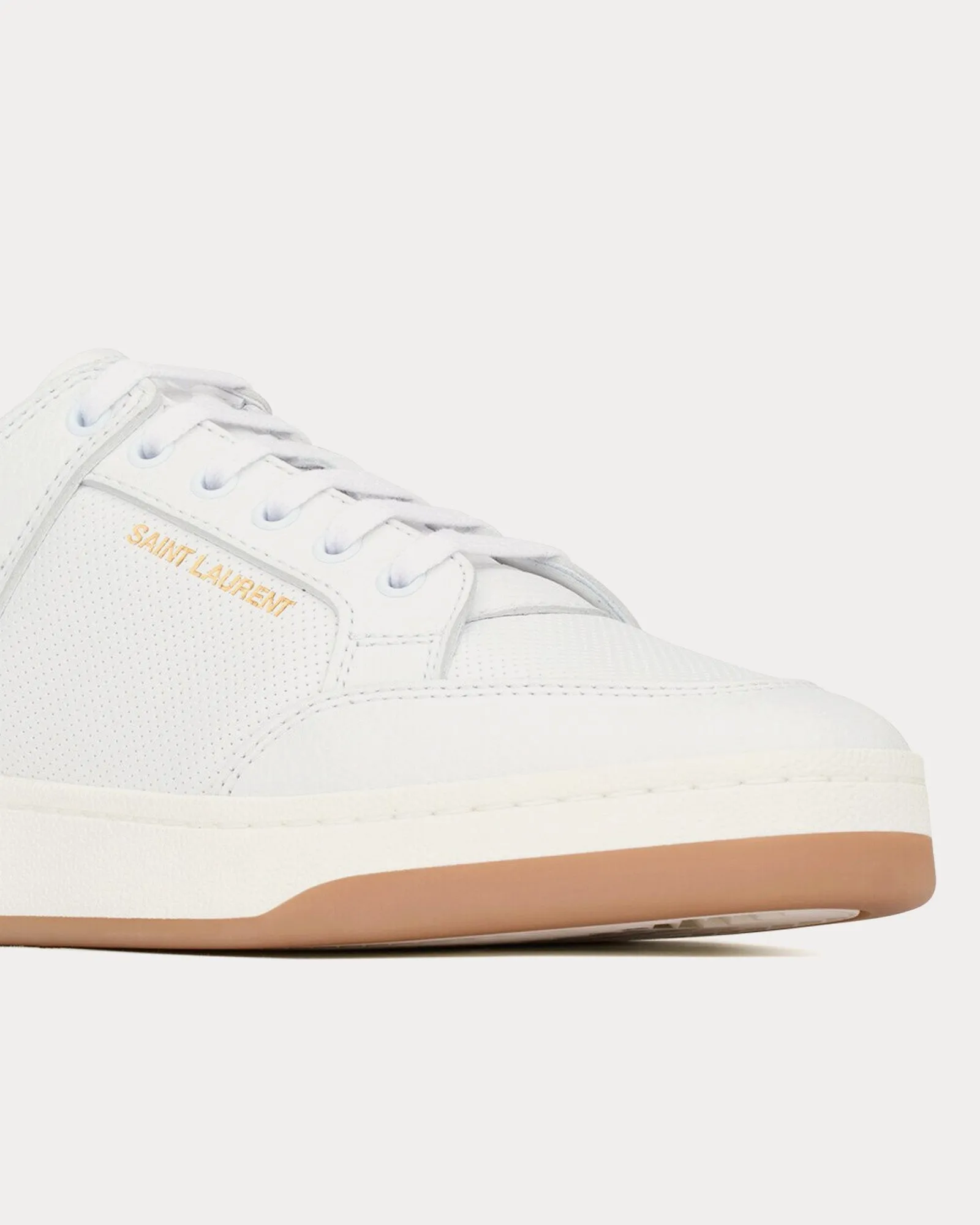 SL/61 Perforated Leather White Low Top Sneakers