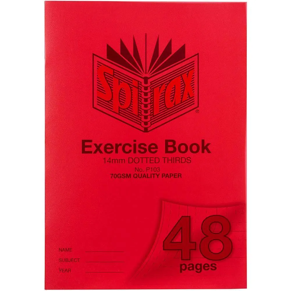 Spirax P103 Exercise Book Dotted Thirds 14Mm 70Gsm 48 Page A4 Red