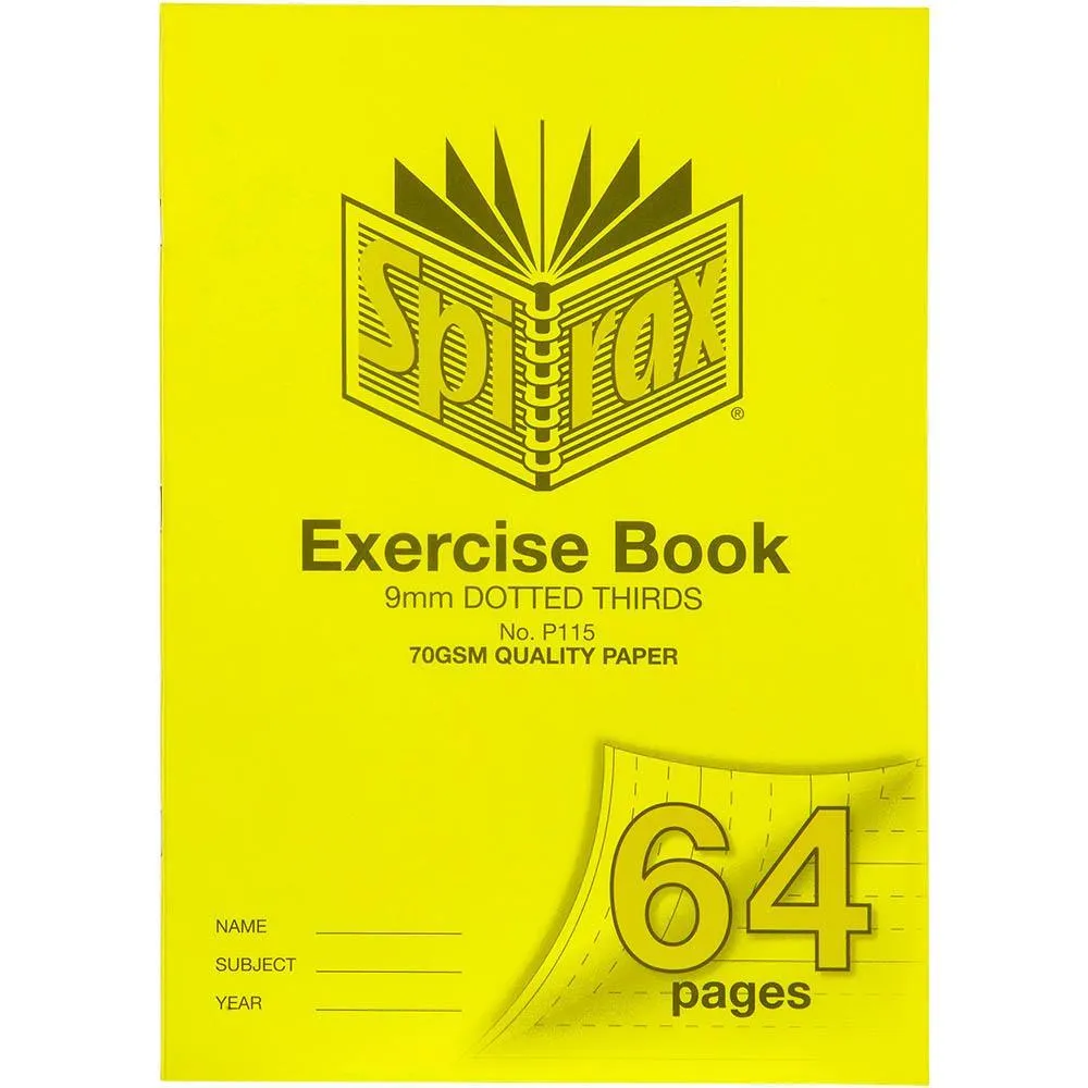 Spirax P115 Exercise Book Dotted Thirds 9Mm 70Gsm 64 Page A4 Yellow