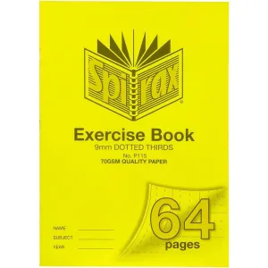 Spirax P115 Exercise Book Dotted Thirds 9Mm 70Gsm 64 Page A4 Yellow