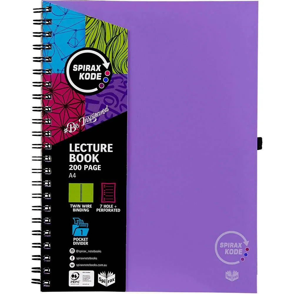 Spirax P958 Kode Lecture Book 200 Page A4 Purple