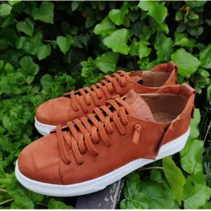 Strip Down brick orange women leather sneakers