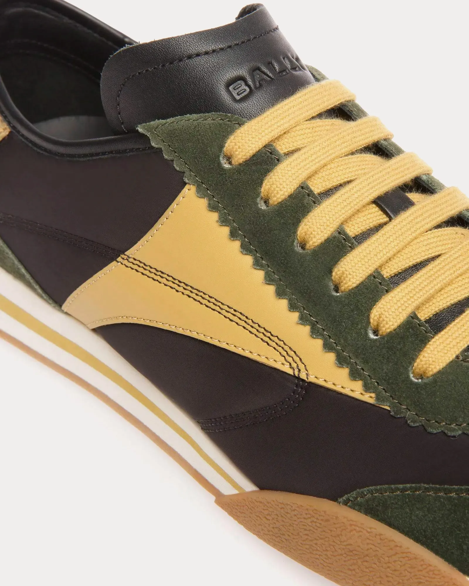 Sussex Leather & Fabric Green / Black Low Top Sneakers