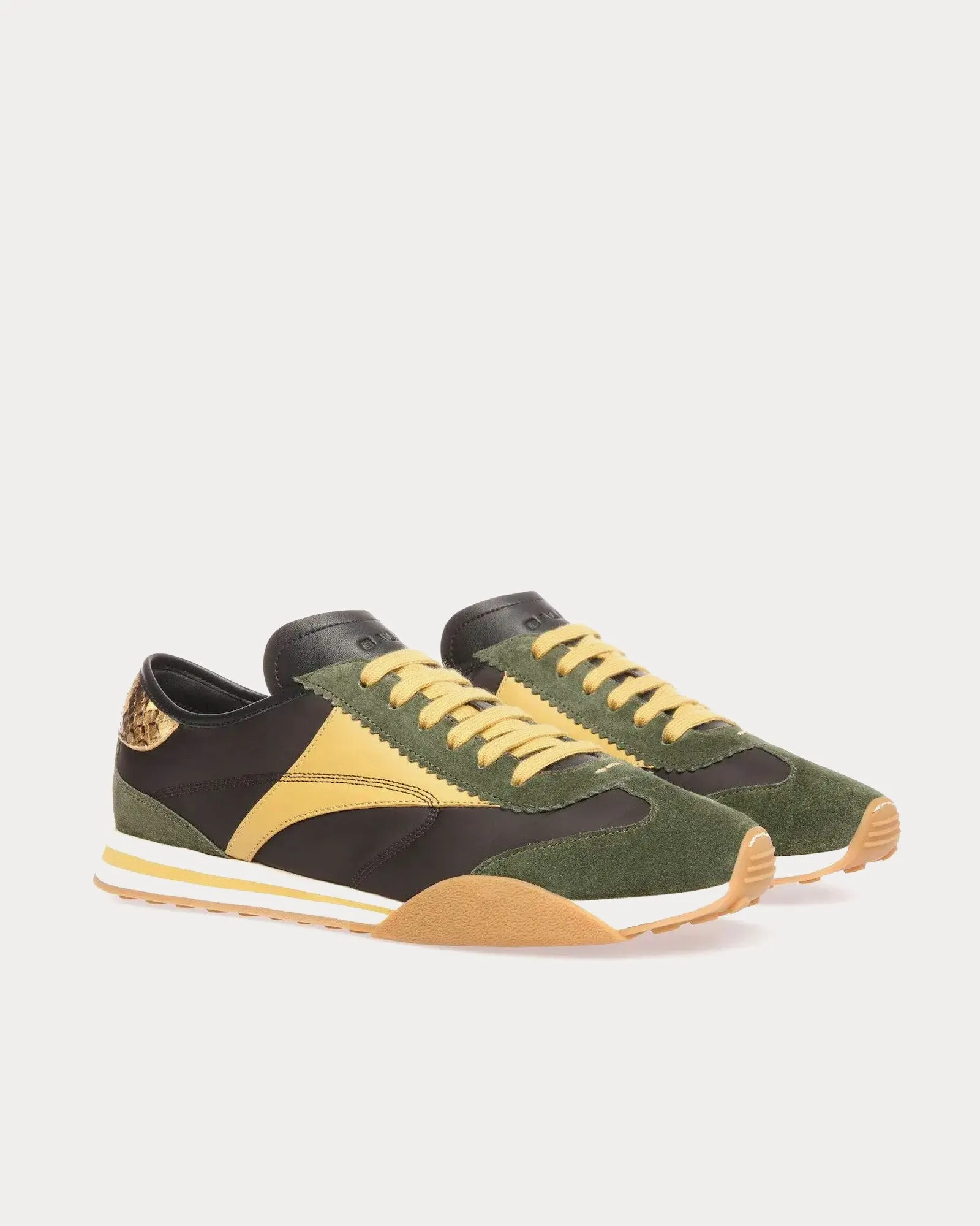 Sussex Leather & Fabric Green / Black Low Top Sneakers