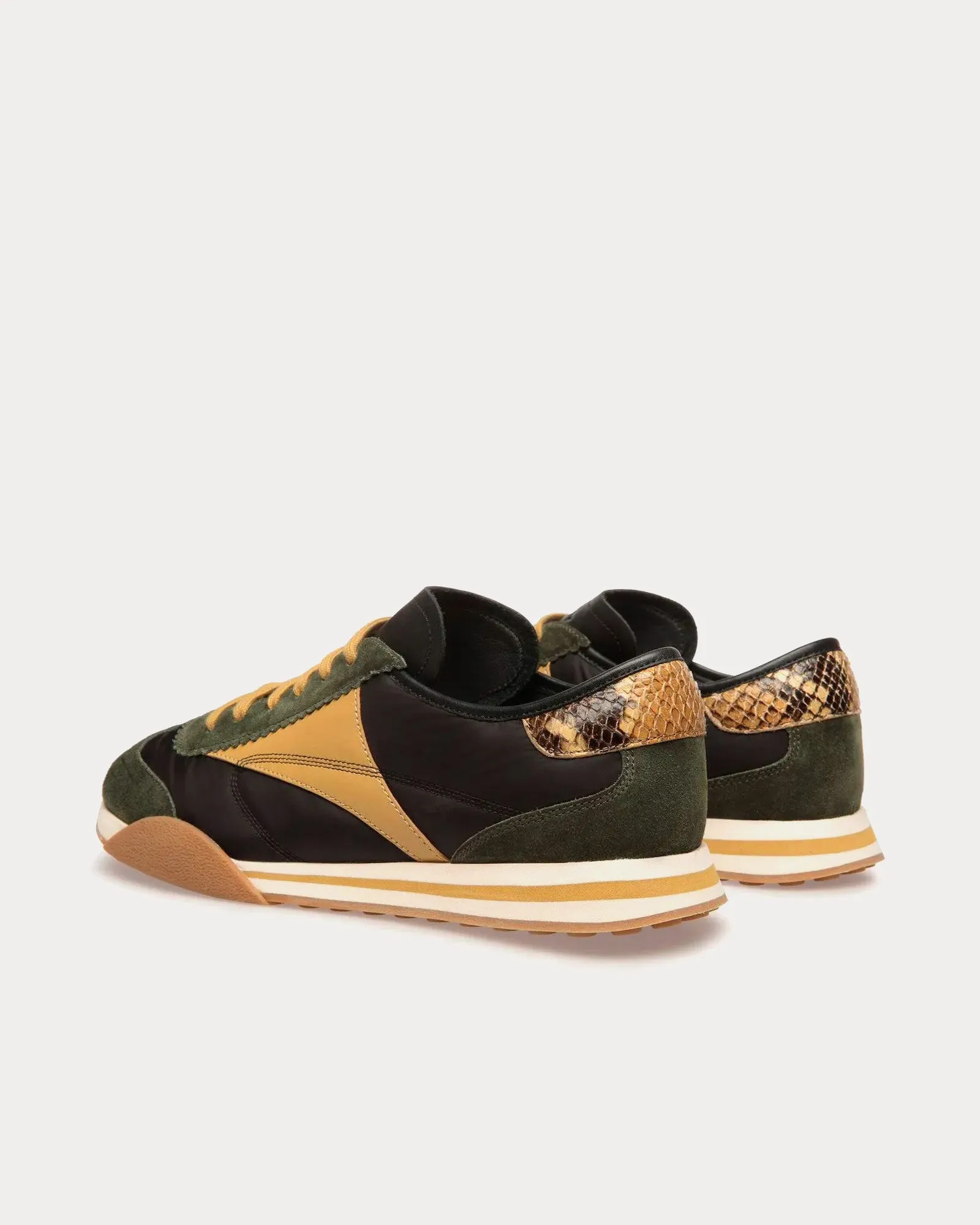 Sussex Leather & Fabric Green / Black Low Top Sneakers