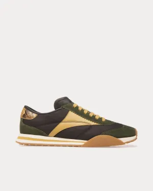 Sussex Leather & Fabric Green / Black Low Top Sneakers