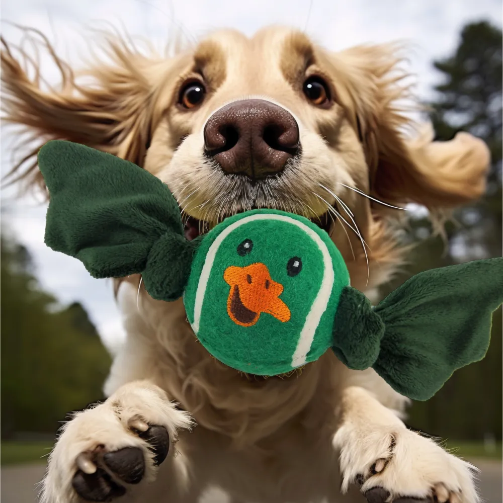 Talking Dog Club Duck Ball with Wings Toy for Dogs (Green)