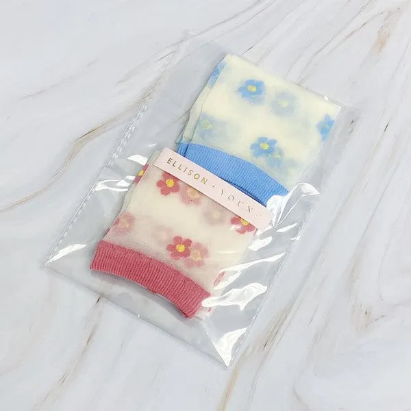TEEK - Mini Flower Sheer Socks Set Of 2 Pairs