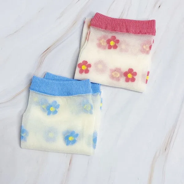 TEEK - Mini Flower Sheer Socks Set Of 2 Pairs