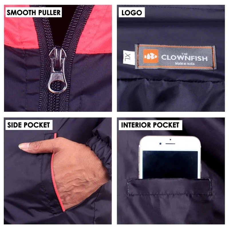 THE CLOWNFISH Men's Activewear Jacket - Long Sleeve, Zipper Design | 2XL Size | Red & Blue