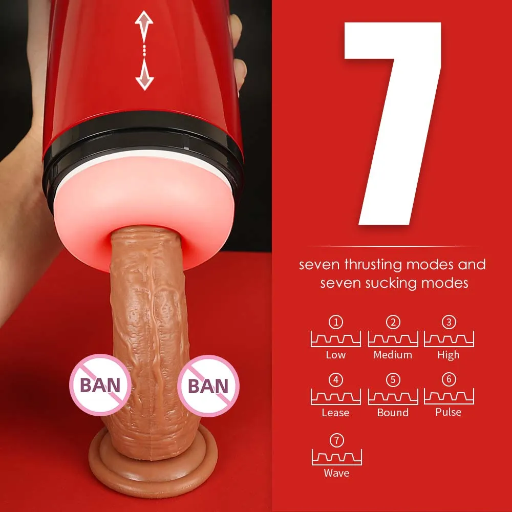 Thrusting Sucking Blowjob Male Masturbator with Suction Cup