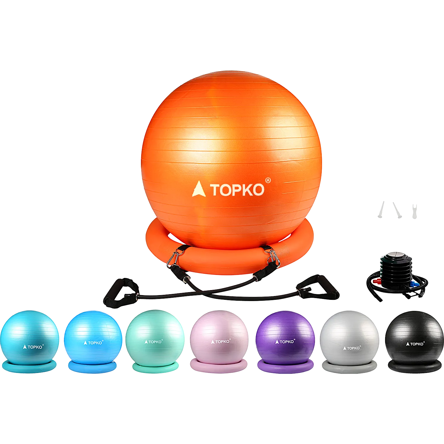 TOPKO Gym Ball with Base and Resistance bands